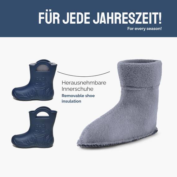 Ladeheid EVA Kinder Jungen Mädchen Gummistiefel Regenschuhe gefüttert LA-CA-03 Marineblau, 34/35 EU