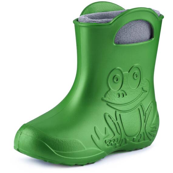 Ladeheid EVA Kinder Jungen Mädchen Gummistiefel Regenschuhe gefüttert LA-CA-03 (Smaragdgrün/Grau, 34/35 EU)