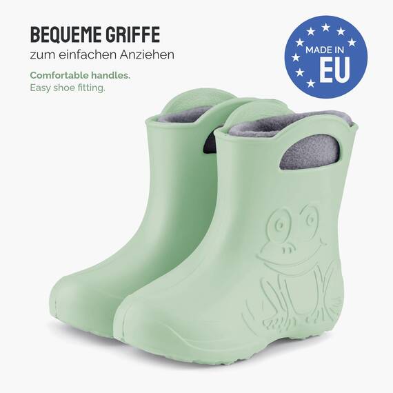 Ladeheid EVA Kinder Jungen Mädchen Gummistiefel Regenschuhe gefüttert LA-CA-03 Olivegrün, 32/33 EU