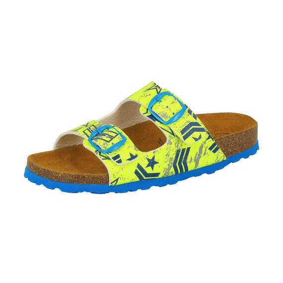 Lico Bioline Top Jungen Pantoletten, Neongelb/ Blau, 33 EU