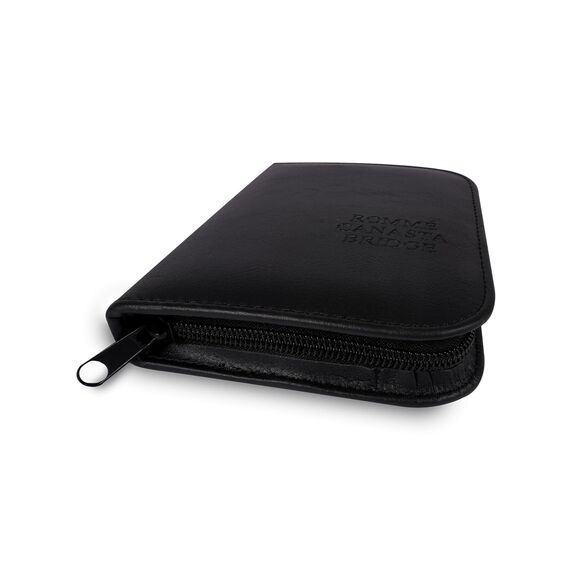 ASS 22570064 Rommé Kartenspiel 2 x 55 Karten im Format 59 x 91 mm + Bleistift + Block + Regelheft, im edlen Kunstleder-Etui auch für Canasta und Bridge geeignet, ab 10 Jahren