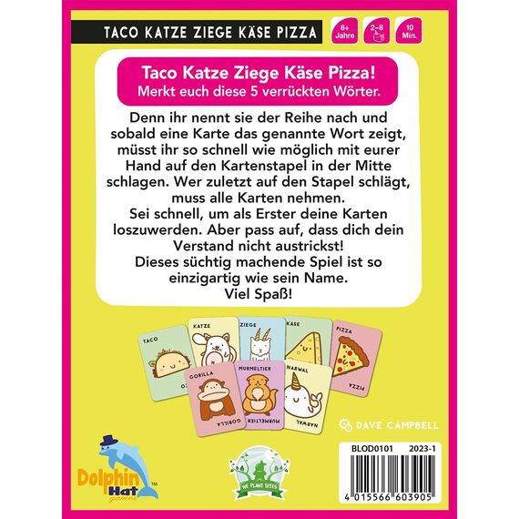blue orange, Taco Katze Ziege Käse Pizza, Partyspiel, Kartenspiel, 2 bis 8 Spieler, ab 8 Jahren, 10 Minuten, Deutsch