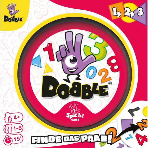 Asmodee, Dobble 1,2,3, DE-Version, Familienspiel, Kartenspiel, Schnelles und lustiges Gesellschaftsspiel für die ganze Familie, 2-8 Spieler, ab 6 Jahren, 15 Minuten