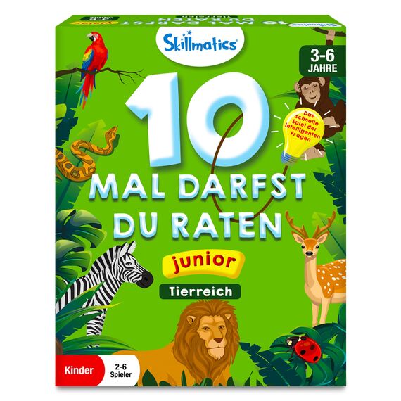 Skillmatics Kartenspiel - 10 Mal darfst du raten Junior Tierreich, Geschenke und Spannendes Lernen für Kinder 3-6 Jahre