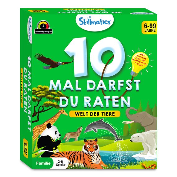 Skillmatics Kartenspiel - 10 Mal darfst du raten Tierreich, Geschenke für Kinder ab 6 Jahren, Groβer Spaβ für Reisen und Familienspiel Abende