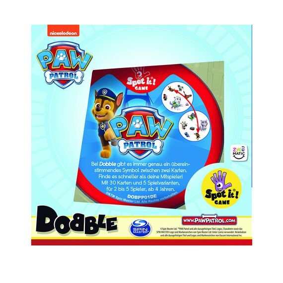 Asmodee, Dobble Paw Patrol, Familienspiel, Kartenspiel, Schnelles und lustiges Gesellschaftsspiel für die ganze Familie, 2-8 Spieler, Ab 6 Jahren, 15 Minuten, Deutsch