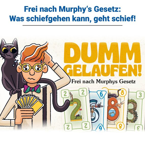 Ravensburger 20968 - Dumm Gelaufen! Kartenspiel für 2-6 Personen, Mit Mac und schwarzer Katze Murphy, Unterhaltung ab 10 Jahren
