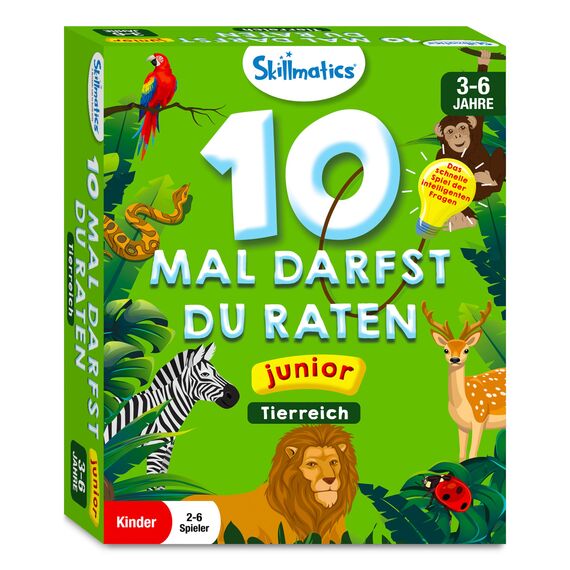 Skillmatics Kartenspiel - 10 Mal darfst du raten Junior Tierreich, Geschenke und Spannendes Lernen für Kinder 3-6 Jahre
