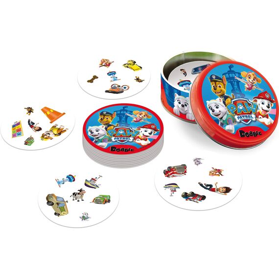 Asmodee, Dobble Paw Patrol, Familienspiel, Kartenspiel, Schnelles und lustiges Gesellschaftsspiel für die ganze Familie, 2-8 Spieler, Ab 6 Jahren, 15 Minuten, Deutsch
