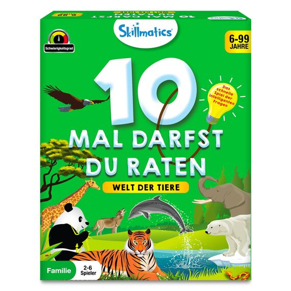 Skillmatics Kartenspiel - 10 Mal darfst du raten Tierreich, Geschenke für Kinder ab 6 Jahren, Groβer Spaβ für Reisen und Familienspiel Abende