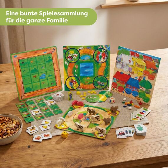HABA Mein erster Spieleschatz - Große Spielesammlung für Kinder ab 3 Jahren – 10 Klassische Spiele: Memory, Lauf- & Farbspiele – 1004278001
