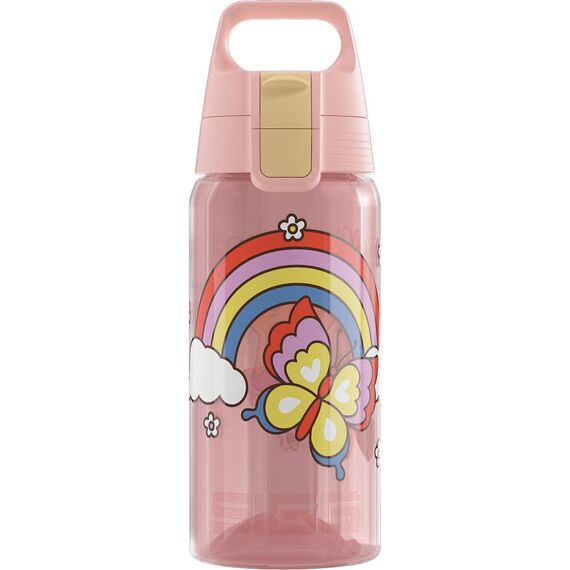 Sigg - Trinkflasche Kinder - Viva One Rainbow - Für Kohlensäurehaltige Getränke Geeignet - Auslaufsicher - Spülmaschinenfest - BPA-frei - Sport & Schule - Rosa mit Regenbogen - 0,5L