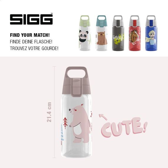 Sigg - Trinkflasche Kinder - Viva One Bear Family - Für Kohlensäurehaltige Getränke Geeignet - Auslaufsicher - Spülmaschinenfest - BPA-frei - Sport & Schule - Blau - 0,5L