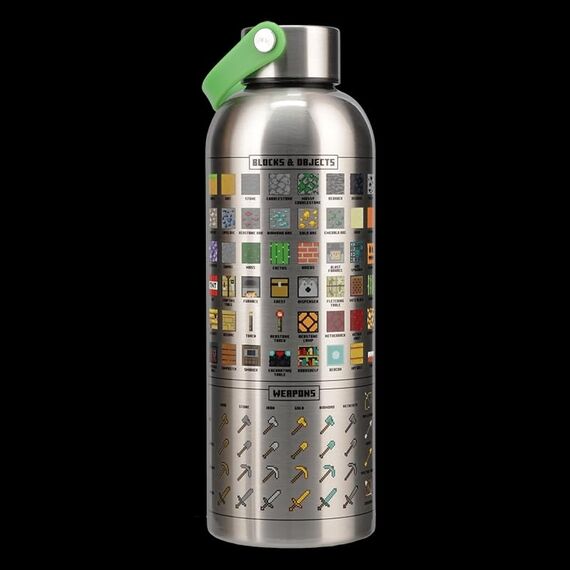 Paladone Minecraft Metall-Trinkflasche - Offiziell lizenziert, auslaufsicher, für heiße & kalte Getränke, mit In-Game-Items, Geschenk für Minecraft-Fans, 470 ml (16 Fl Oz)