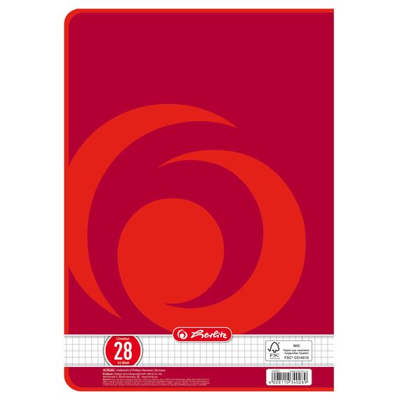 herlitz Schulheft A4, 32 Blatt, Lineatur 28, kariert mit Doppelrand, 5 Stück