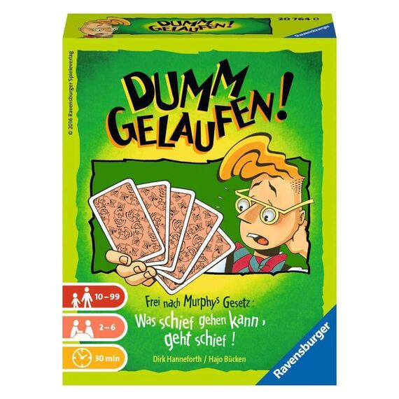 Ravensburger 20764 - Dumm gelaufen! Kartenspiel für 2-6 Spieler, fiktiver Mitspieler, Unterhaltung ab 10 Jahren