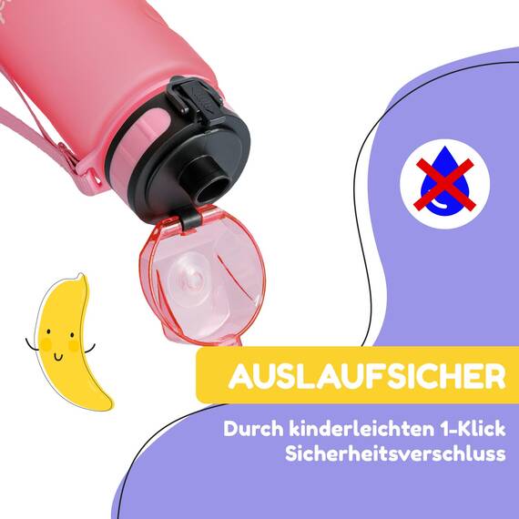 Klarstein Sportflasche, Sport-Wasserflasche, hält kaltes Wasser, Trinkflasche für Erwachsene, Männer, Frauen und Kinder, BPA-frei, auslaufsicher, 350 ml, Rosa