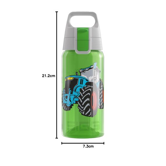 Sigg - Trinkflasche Kinder - Viva One Tractor - Für Kohlensäurehaltige Getränke Geeignet - Auslaufsicher - Spülmaschinenfest - BPA-frei - Sport & Schule - Grün mit Traktor - 0,5L