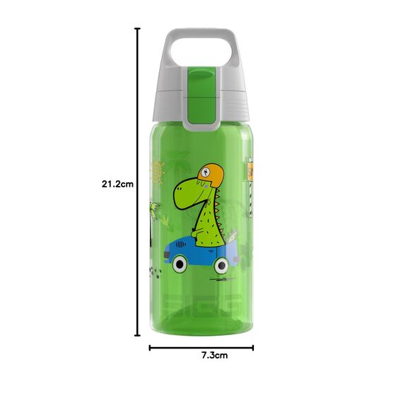Sigg - Trinkflasche Kinder - Viva One Dino Race Sonderedition - Für Kohlensäurehaltige Getränke Geeignet - Auslaufsicher - Spülmaschinenfest - BPA-frei - Sport & Schule - Blau - 0,5L