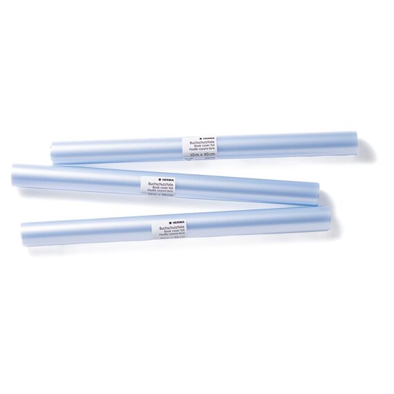 HERMA 7386 Buchschutzfolie nicht klebend transparent, 10 m x 40 cm, reiß- & wasserfest Bucheinschlagfolie, matt genarbte Buchfolie aus robuster Polypropylen-Folie für dauerhaftes Einbinden