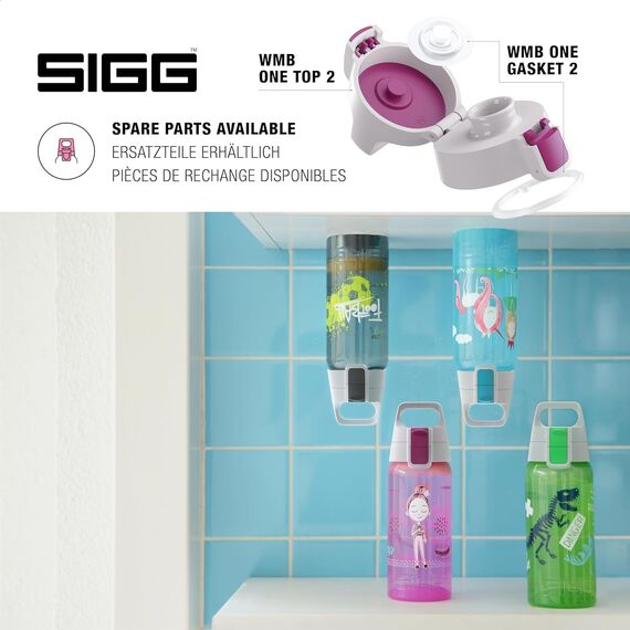 SIGG VIVA ONE Hearts Kinder Trinkflasche (0.5 L), schadstofffreie Kinderflasche mit auslaufsicherem Deckel, einhändig bedienbare Wasserflasche