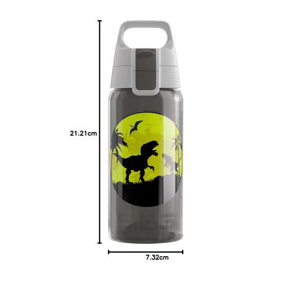 SIGG - Trinkflasche Kinder - Viva One Dino - Für Kohlensäurehaltige Getränke Geeignet - Auslaufsicher - Spülmaschinenfest - BPA-frei - Sport & Schule - Grau mit Dinosaurier - 0,5L