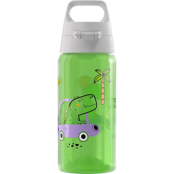 Sigg - Trinkflasche Kinder - Viva One Dino Race Sonderedition - Für Kohlensäurehaltige Getränke Geeignet - Auslaufsicher - Spülmaschinenfest - BPA-frei - Sport & Schule - Blau - 0,5L