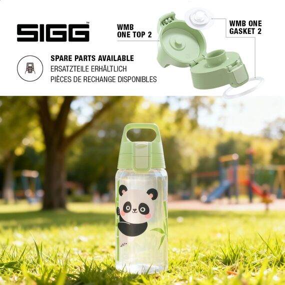 Sigg - Trinkflasche Kinder - Viva One Panda - Für Kohlensäurehaltige Getränke Geeignet - Auslaufsicher - Spülmaschinenfest - BPA-frei - Sport & Schule - Transparent - 0,5L