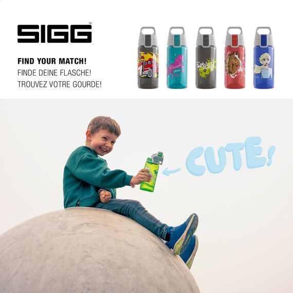 Sigg - Trinkflasche Kinder - Viva One Builder - Für Kohlensäurehaltige Getränke Geeignet - Auslaufsicher - Spülmaschinenfest - BPA-frei - Sport & Schule - Blau mit Baggerlader - 0,5L