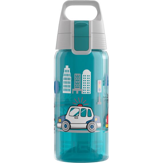 Sigg - Trinkflasche Kinder - Viva One Police - Für Kohlensäurehaltige Getränke Geeignet - Auslaufsicher - Spülmaschinenfest - BPA-frei - Sport & Schule - Blau - 0,5L