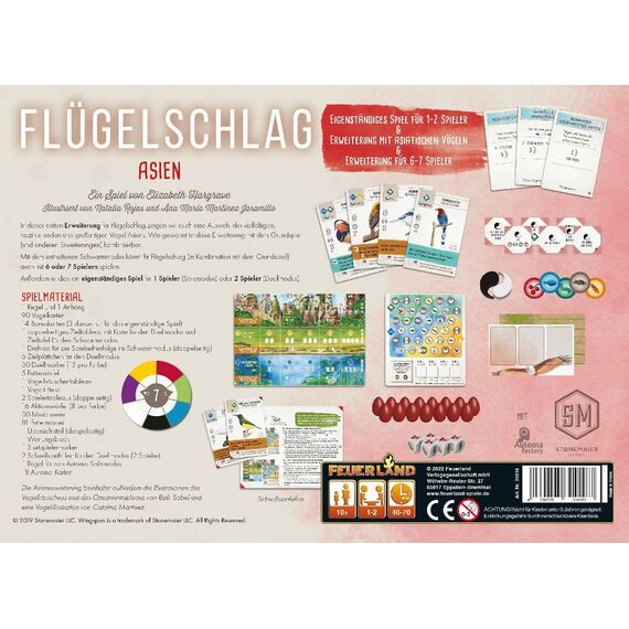 Feuerland Spiele 31018 Flügelschlag Asien-Erweiterung, Ab 10 Jahren, Schwarz
