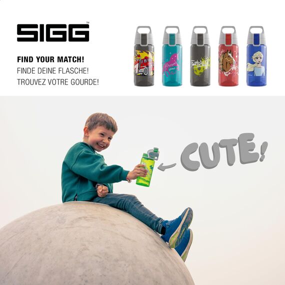 Sigg - Trinkflasche Kinder - Viva One Firetruck - Für Kohlensäurehaltige Getränke Geeignet - Auslaufsicher - Spülmaschinenfest - BPA-frei - Sport & Schule - Grau & Rot mit Feuerwehrfahrzeug - 0,5L