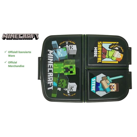 Theonoi Kinder Brotdose Minecraft – Lunchbox mit Fächern & Unterteilung, BPA-frei, Sandwichbox für Schule & Kindergarten