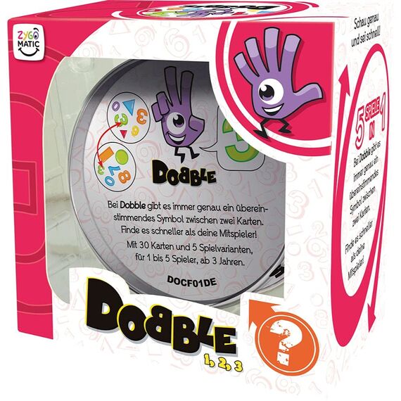Zygomatic Asmodee Dobble 1, 2, 3 | Kinderspiel | Kartenspiel | 1-5 Spieler | Ab 3+ Jahren | 10+ Minuten | Deutsch