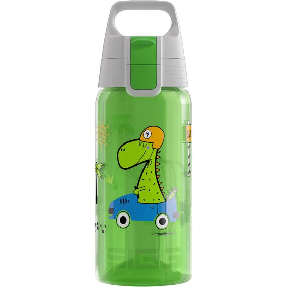 Sigg - Trinkflasche Kinder - Viva One Dino Race Sonderedition - Für Kohlensäurehaltige Getränke Geeignet - Auslaufsicher - Spülmaschinenfest - BPA-frei - Sport & Schule - Blau - 0,5L