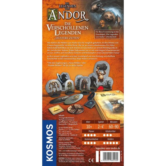 KOSMOS 680480 Die Legenden von Andor – Die verschollenen Legenden – Düstere Zeiten, Erweiterung für das Grundspiel Die Legenden von Andor, Fantasy-Brettspiel ab 10 Jahre