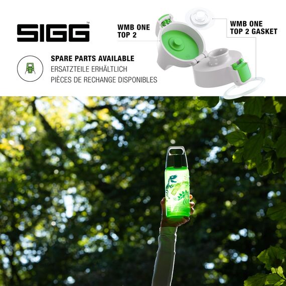 Sigg - Trinkflasche Kinder - Viva One Dino Race Sonderedition - Für Kohlensäurehaltige Getränke Geeignet - Auslaufsicher - Spülmaschinenfest - BPA-frei - Sport & Schule - Blau - 0,5L