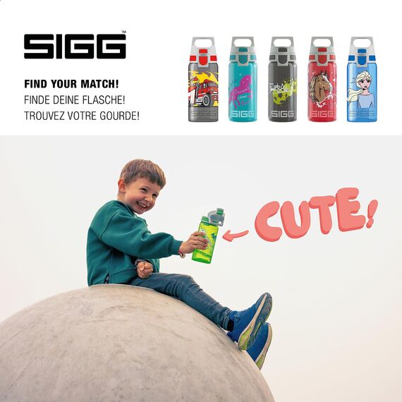 SIGG VIVA ONE Cars Kinder Trinkflasche (0.5 L), schadstofffreie Kinderflasche mit auslaufsicherem Deckel, einhändig bedienbare Wasserflasche für Kinder