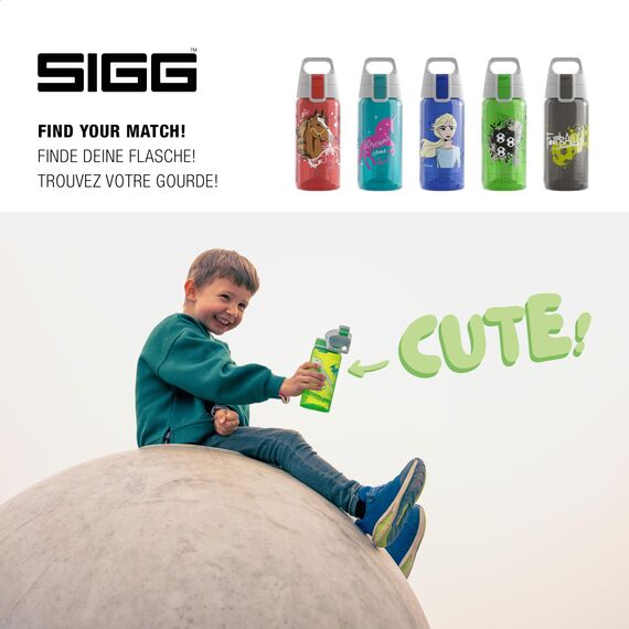 Sigg - Trinkflasche Kinder - Viva One Jurassica - Für Kohlensäurehaltige Getränke Geeignet - Auslaufsicher - Spülmaschinenfest - BPA-frei - Sport & Schule - Grün mit Dinosaurier - 0,5L