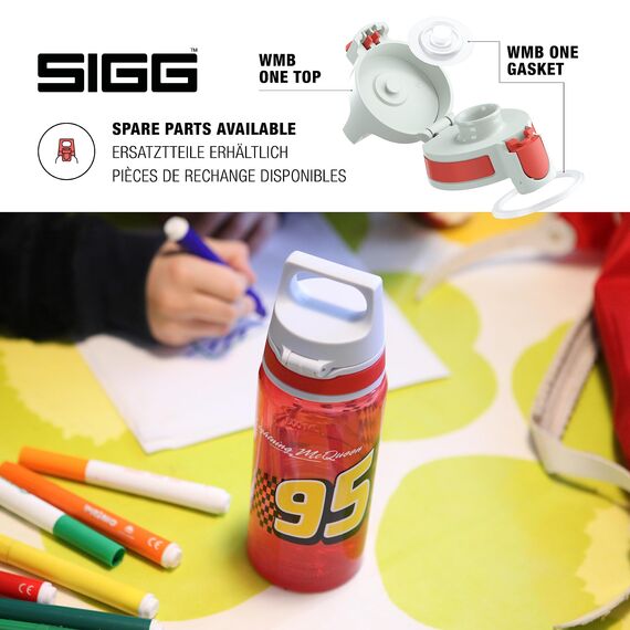 SIGG VIVA ONE Cars Kinder Trinkflasche (0.5 L), schadstofffreie Kinderflasche mit auslaufsicherem Deckel, einhändig bedienbare Wasserflasche für Kinder