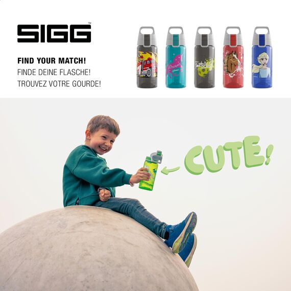 Sigg - Trinkflasche Kinder - Viva One Dino Race Sonderedition - Für Kohlensäurehaltige Getränke Geeignet - Auslaufsicher - Spülmaschinenfest - BPA-frei - Sport & Schule - Blau - 0,5L