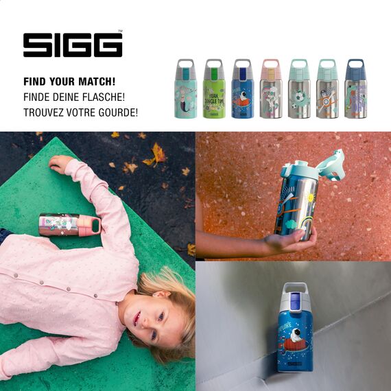 Sigg - Edelstahl Trinkflasche Kinder - Shield One Flora - Für Kohlensäurehaltige Getränke Geeignet - Auslaufsicher - Federleicht - BPA-frei - Rosa - 0,5L