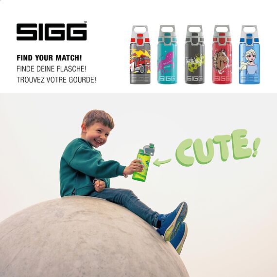 Sigg - Trinkflasche Kinder - Viva One Tractor - Für Kohlensäurehaltige Getränke Geeignet - Auslaufsicher - Spülmaschinenfest - BPA-frei - Sport & Schule - Grün mit Traktor - 0,5L