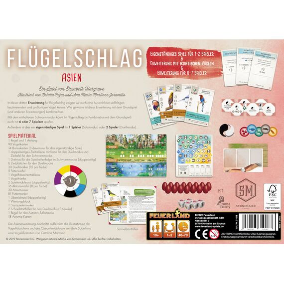 Feuerland Spiele 31018 Flügelschlag Asien-Erweiterung, Ab 10 Jahren, Schwarz