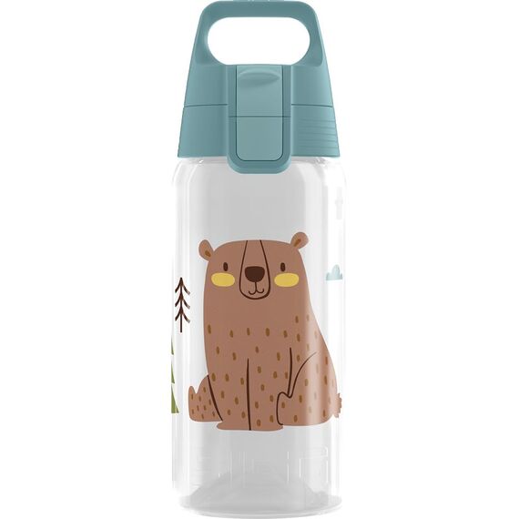 Sigg - Trinkflasche Kinder - Viva One Brown Bear - Für Kohlensäurehaltige Getränke Geeignet - Auslaufsicher - Spülmaschinenfest - BPA-frei - Sport & Schule - Transparent - 0,5L