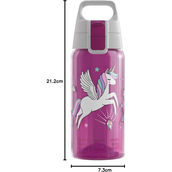 Sigg - Trinkflasche Kinder - Viva One Unifly - Für Kohlensäurehaltige Getränke Geeignet - Auslaufsicher - Spülmaschinenfest - BPA-frei - Sport & Schule - Rosa mit Einhorn - 0,5L