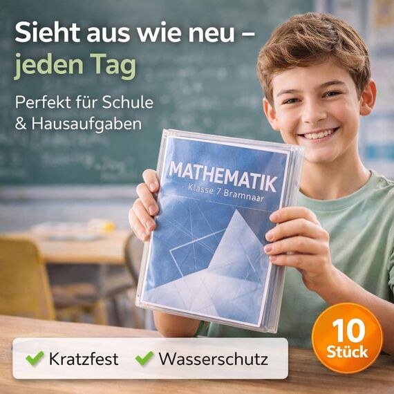 10x Buchumschlag DIN A4 - transparent klar - für Bücher, Hefte, Schulbücher & Buchhülle & Buchschoner & Hefthülle - Heftumschlag für Schule & Büro (Mengenauswahl)
