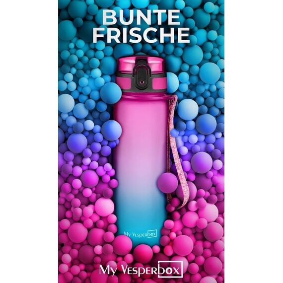 My Vesperbox® Trinkflasche Kinder [500ML] - Wasserflasche Kohlensäure Geeignet & Auslaufsicher - Water Bottle Kids - für Schule & Sport - Kinderflasche für Mädchen & Jungen - inkl. Ersatzdichtung