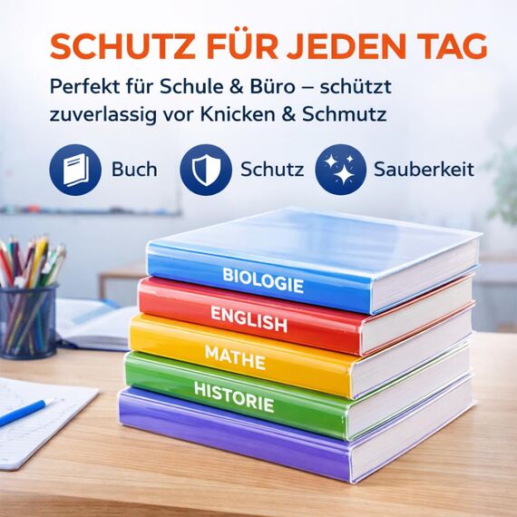 15x Buchumschlag DIN A4 transparent - Buchhülle & Umschlag durchsichtig & klar- für Bücher, Hefte, Buchschoner & Hefthülle