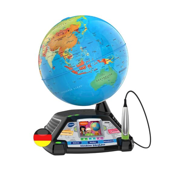 VTech Interaktiver Videoglobus – Weltkugel mit Bildschirm, akustischen und visuellen Lerninhalten (deutsche Version) – Ideal für die Einschulung – Für Kinder ab 7 Jahren